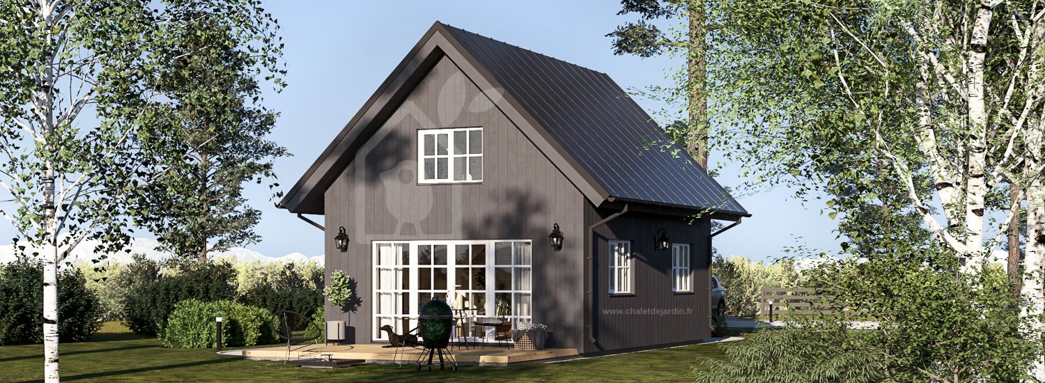 Maison préfabriquée en bois KARINA PV (Isolé RE2020, 44 mm + bardage), 46 m² visualization 1