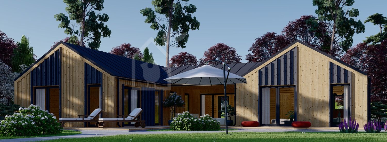 Maison en bois habitable SCARLET (Isolé RE2020, 44 mm + bardage), 160 m² visualization 1