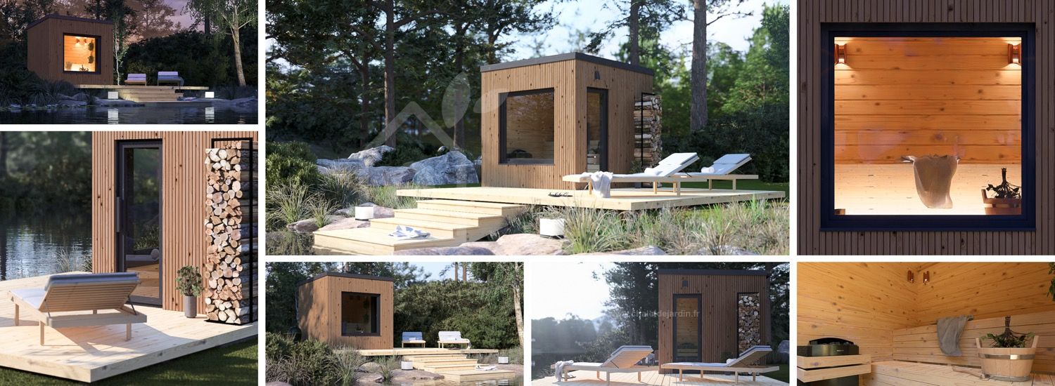 Sauna d'extérieur OKO (34 mm + bardage), 2.3x2.3 m, 4.1 m² visualization 1