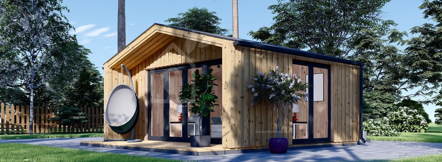 Abri de jardin en bois PIA (Isolé, ossature en bois), 5.2x4.9 m, 18 m² visualization 1