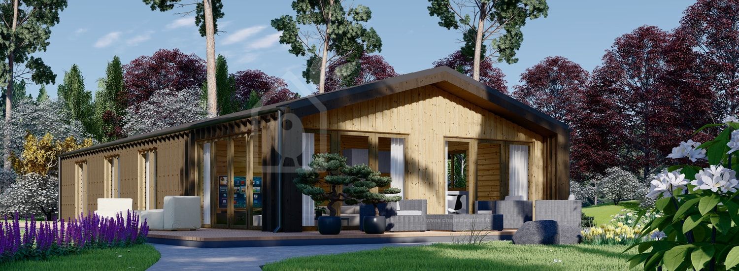 Maison en bois habitable ROBERTA (Isolé RE2020, 44 mm + bardage), 110 m² visualization 1