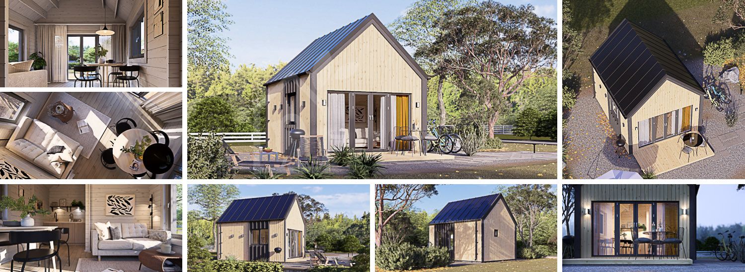 Chalet en bois habitable SALLY RV (Isolé, RE2020), 20 m² visualization 1