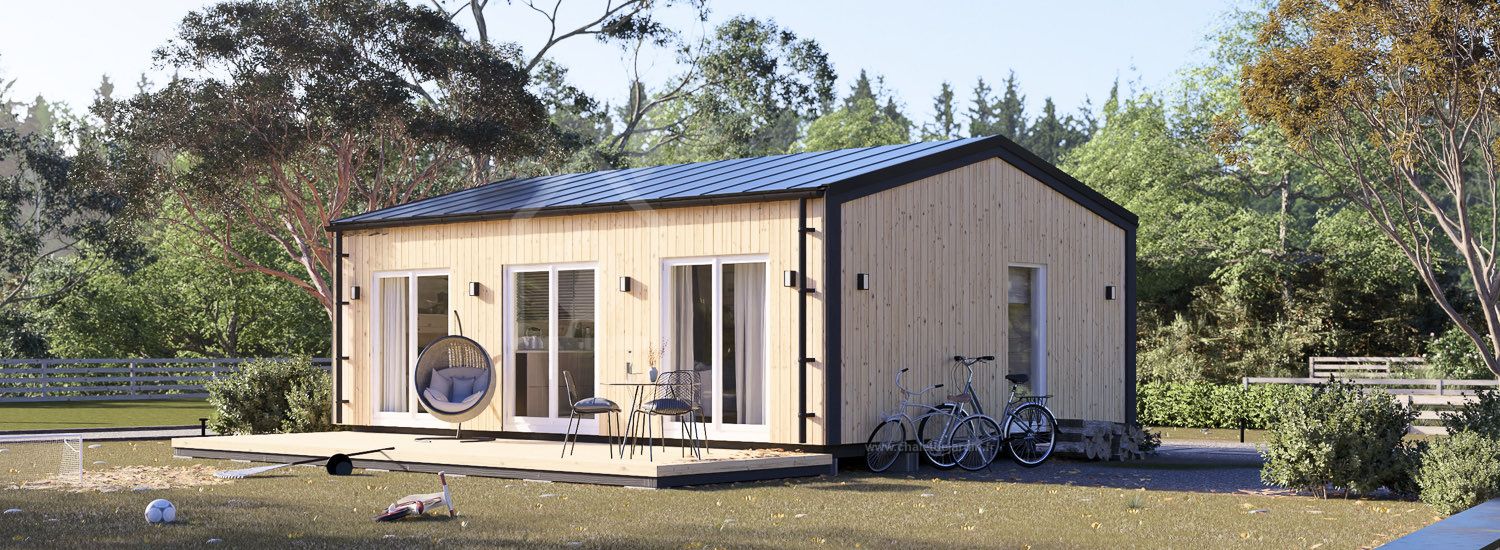 Chalet en bois habitable ANGELA S (Isolé, 44 mm + bardage), 45 m² visualization 1