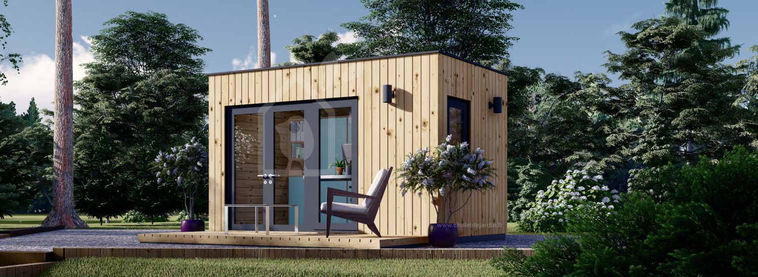 Bureau de jardin PREMIUM S (Isolé RE2020, 34 mm + bardage), 4.1x2.4 m, 10 m² visualization 1
