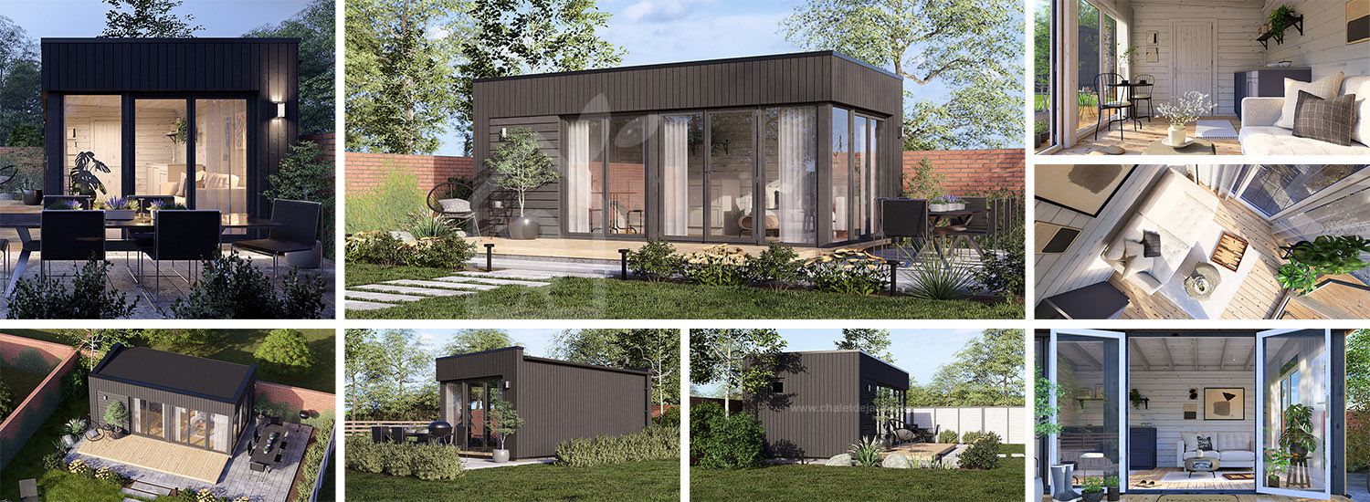 Abri de jardin en bois INES (Isolé, 34 mm + bardage), 6x3 m, 18 m² visualization 1