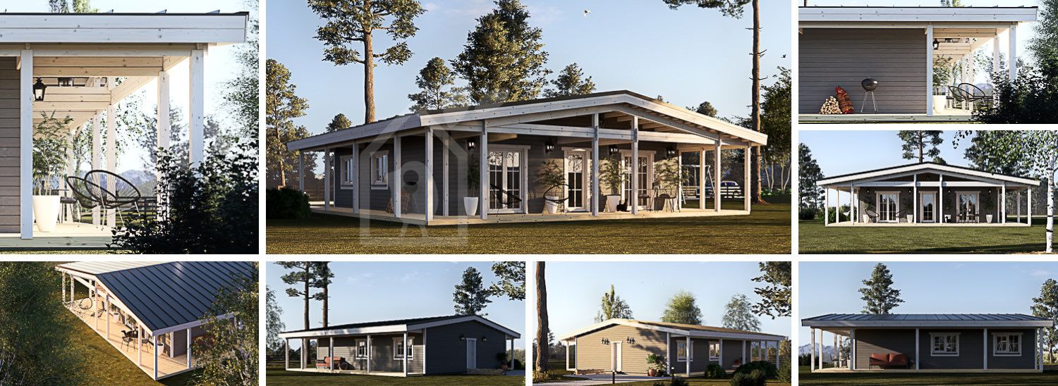 Chalet en bois CARLOTA S PLUS (Isolé, 58 mm + bardage), 90 m² visualization 1