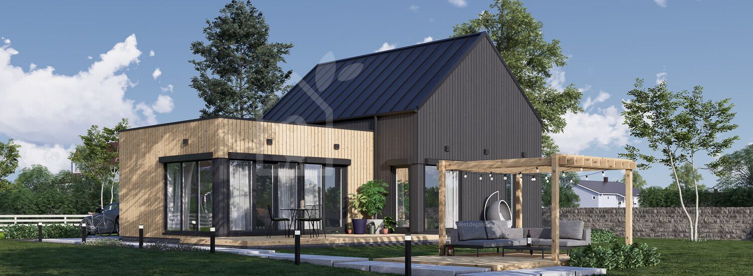 Maison en bois MIRABEL RV (Isolé, RE2020), 70 m² visualization 1