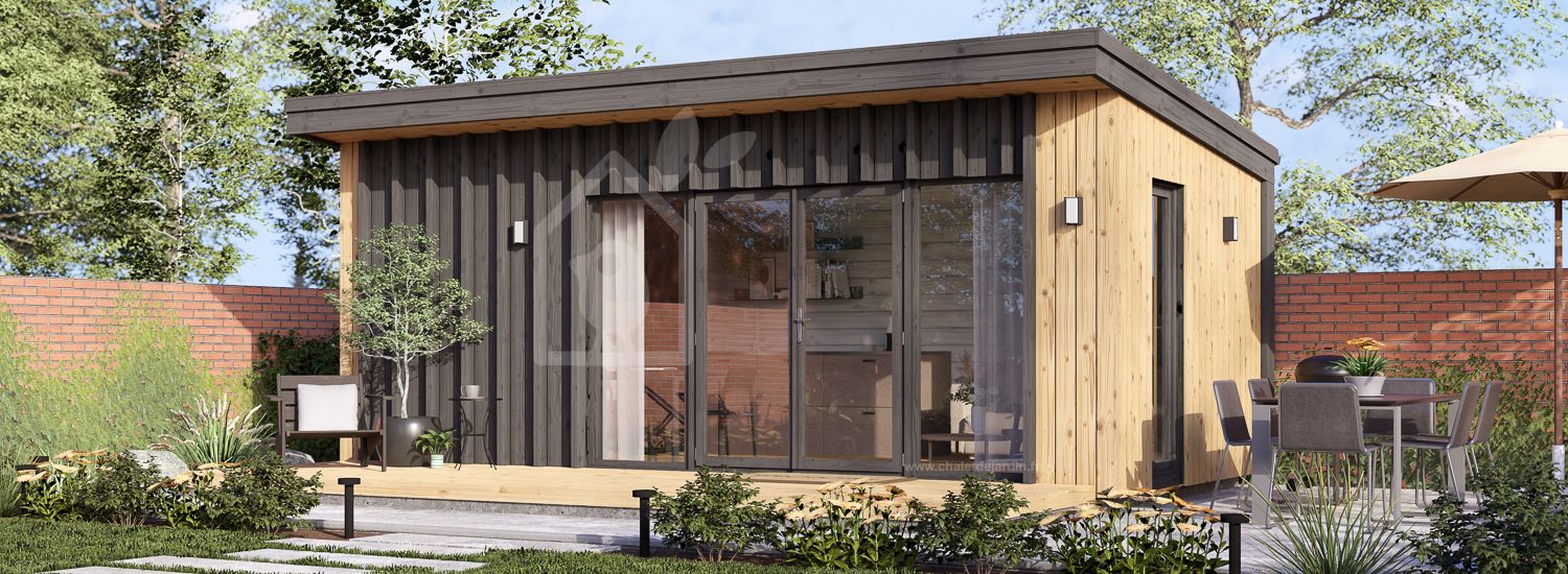 Abri de jardin en bois EVELIN PLUS (Isolé, 34 mm + bardage), 6x3 m, 15 m² visualization 1