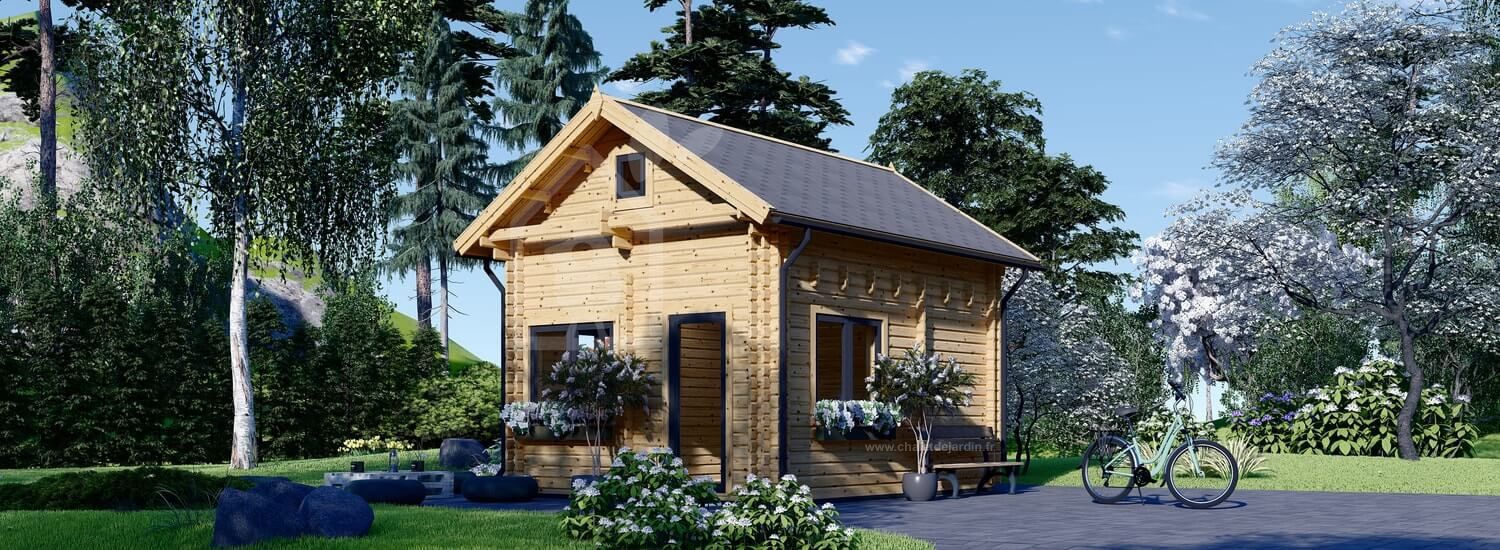 Chalet en bois avec étage AVIGNON (Isolé RE2020, 44+44 mm), 20 m² + 16 m² visualization 1