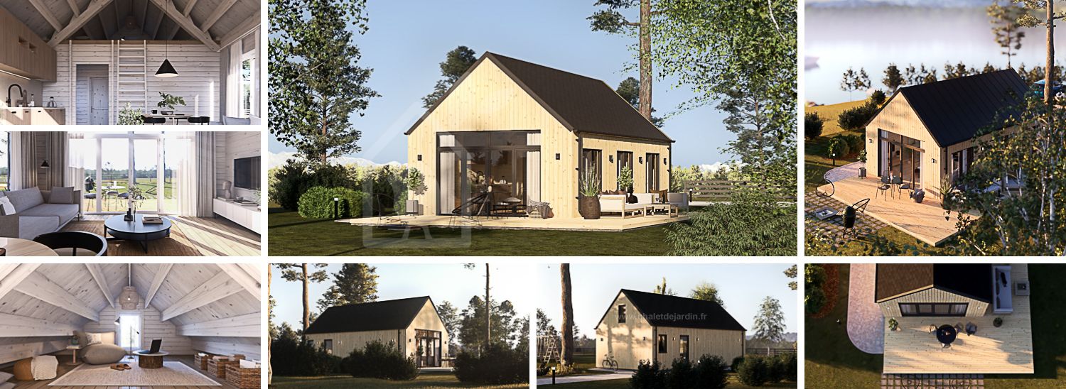 Chalet en bois en kit MILANA (34 mm + bardage), 41 m² visualization 1