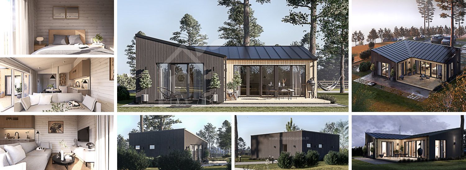 Chalet en bois habitable GINNY RV (Isolé RE2020, 44 mm + bardage), 49 m² visualization 1