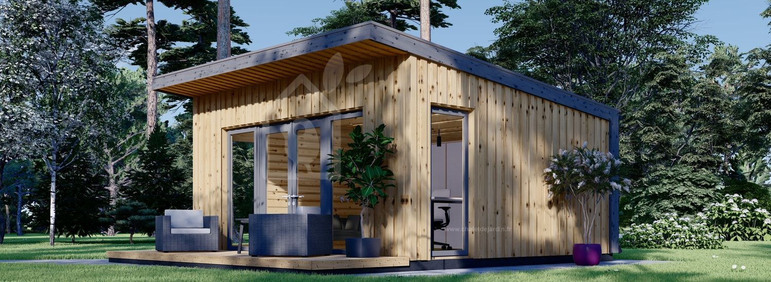 Abri de jardin en bois EVELIN (34 mm + bardage), 5x4 m, 20 m² visualization 1