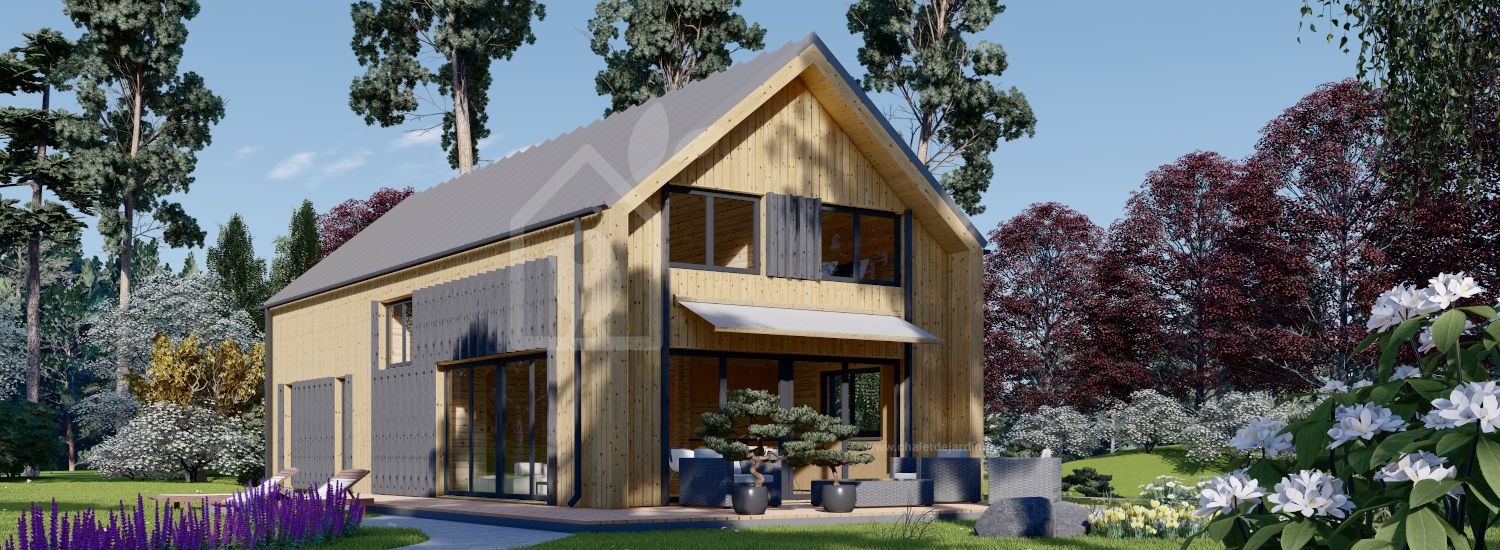 Maison en bois habitable INGRID (Isolé RE2020, 44 mm + bardage), 170 m² visualization 1