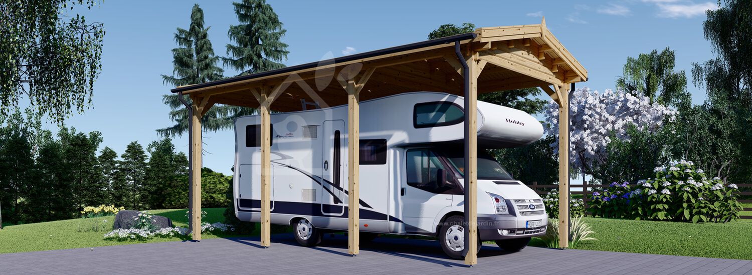 Carport en bois pour camping car, 3.7x7.2 m, 26 m² visualization 1