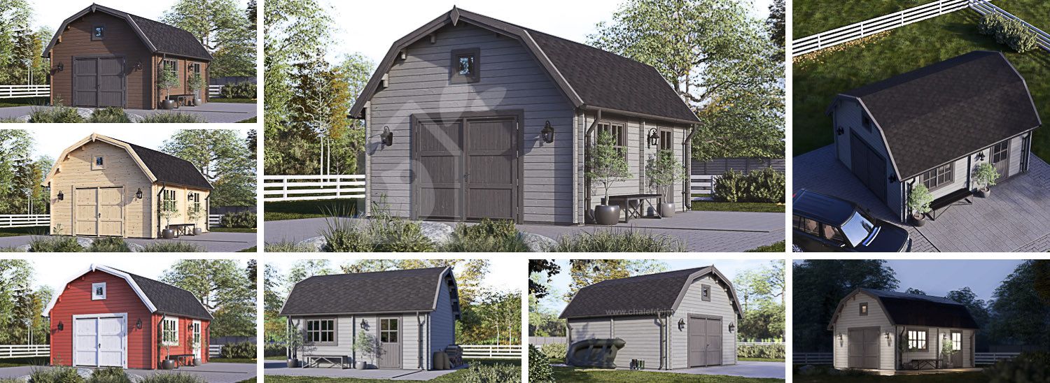 Garage en bois MISSISSIPPI (44 mm), 5x6 m, 30 m² visualization 1