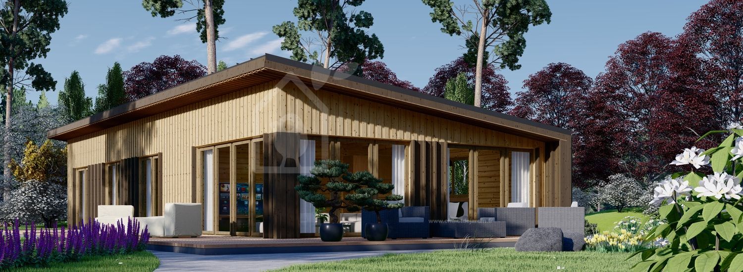 Maison en bois habitable ZOE (Isolé RE2020, 44 mm + bardage), 110 m² visualization 1