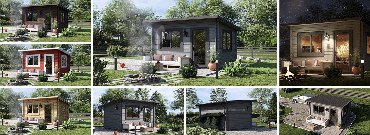 Abri de jardin en bois à toit plat DREUX (34 mm), 4x3 m, 12 m² visualization 1