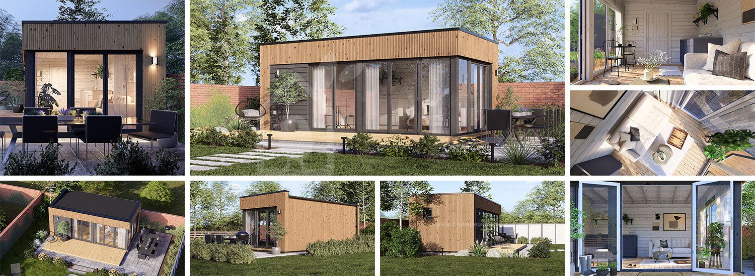 Abri de jardin en bois INES (34 mm + bardage), 6x3 m, 18 m² visualization 1