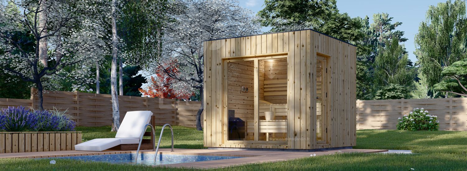 Sauna d'extérieur DELLA (34 mm + bardage), 2,6 x 2,6 m, 5 m² visualization 1