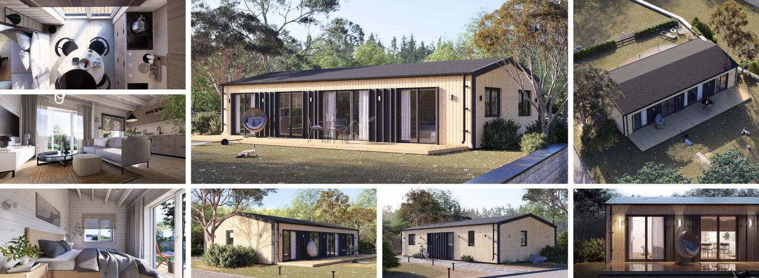 Chalet en bois habitable NICOLE (Isolé, 44 mm + bardage), 68 m² visualization 1