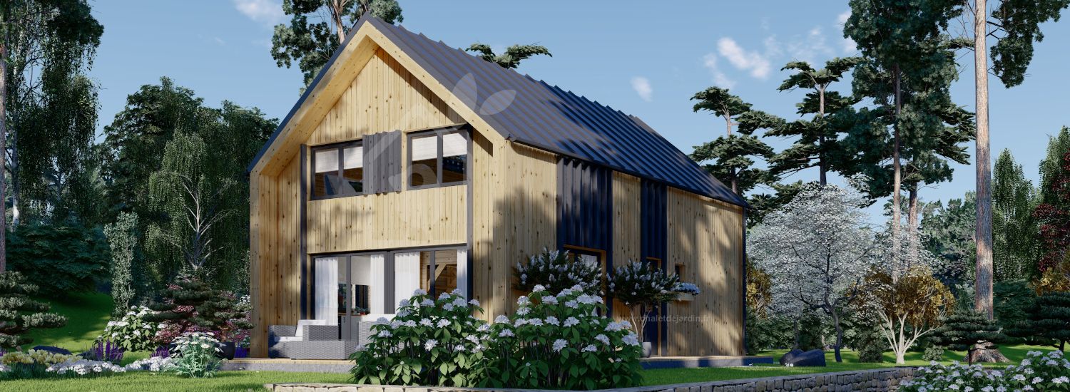 Maison en bois ASTRID S (44 mm + bardage), 120 m² visualization 1