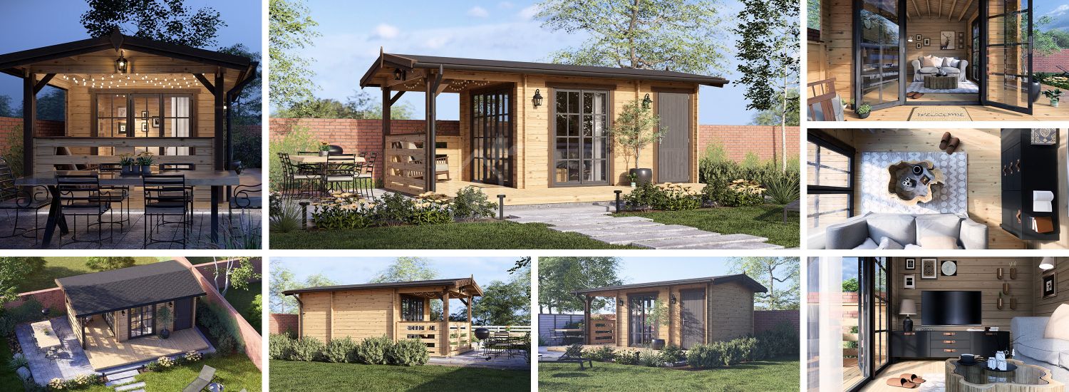 Abri de jardin en bois LILI avec abri (34 mm), 6x3 m, 11 m² visualization 1