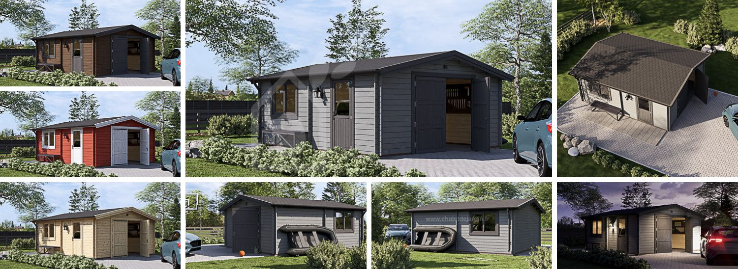 Garage en bois CLASSIC (34 mm), 5x6 m, 30 m² visualization 1