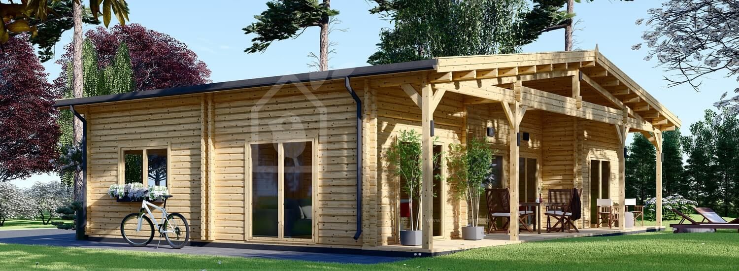 Chalet en bois RIVIERA S (66 mm), 100 m² + 20 m² terrasse visualization 1