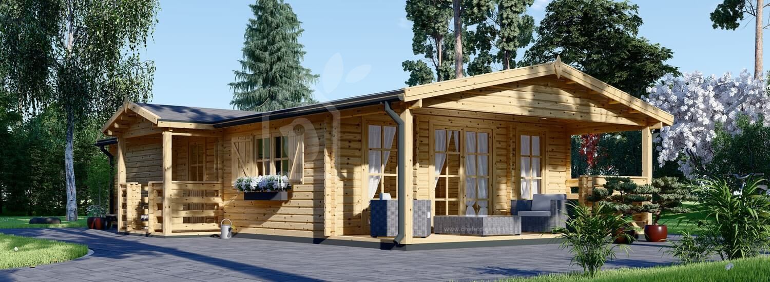 Chalet en bois DONNA PLUS (44 mm), 63 m² + 11.5 m² terrasse visualization 1