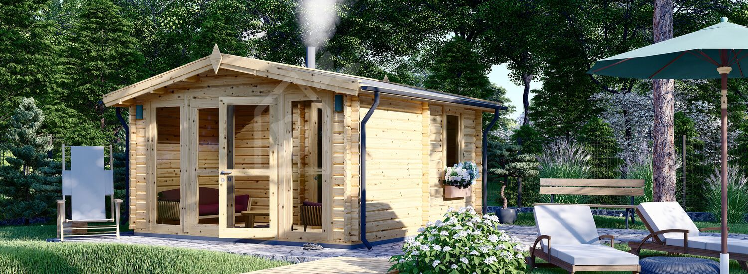 Sauna d'extérieur ELDA (44 mm), 4x4 m, 16 m² (4 pièces) visualization 1