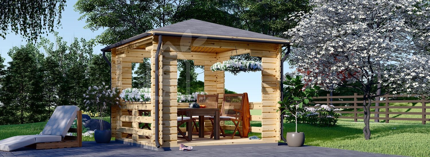 Tonnelle en bois (28 mm), 4x4 m, 16 m² visualization 1