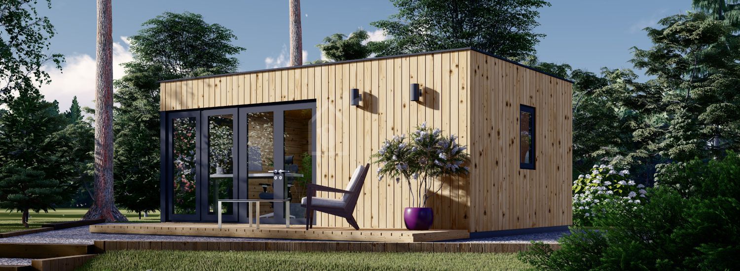 Studio de jardin PREMIUM S (Isolé RE2020, 34 mm + bardage), 6x4 m, 24 m² visualization 1