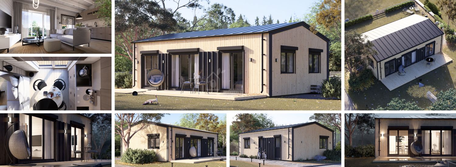 Chalet en bois habitable SELENE RV (Isolé, RE2020), 54 m² visualization 1
