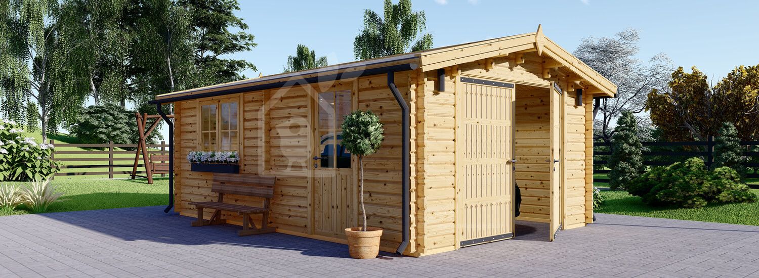 Garage en bois CLASSIC (44 mm), 4x6 m, 24 m² visualization 1