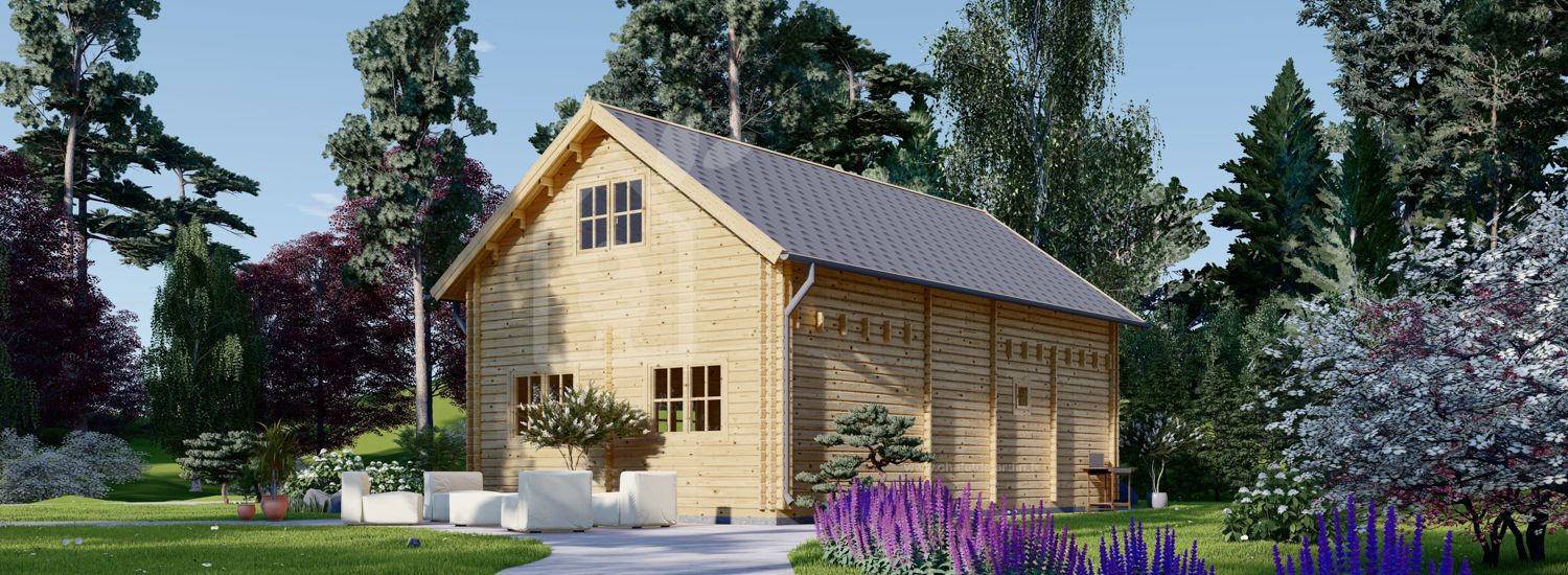 Chalet en bois VERA S (44+44 mm), 6x10 m, 95 m² visualization 1