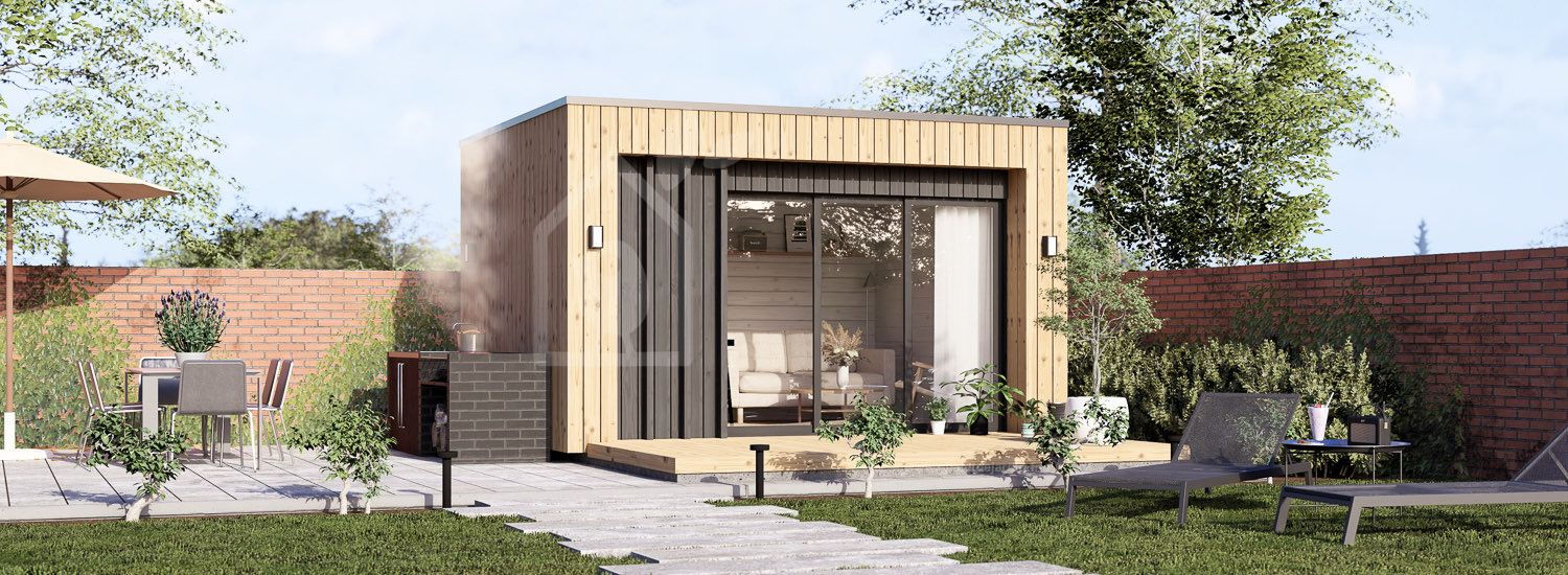 Abri de jardin en bois LAYLA (Isolé, 34 mm + bardage), 4x3 m, 10 m² visualization 1