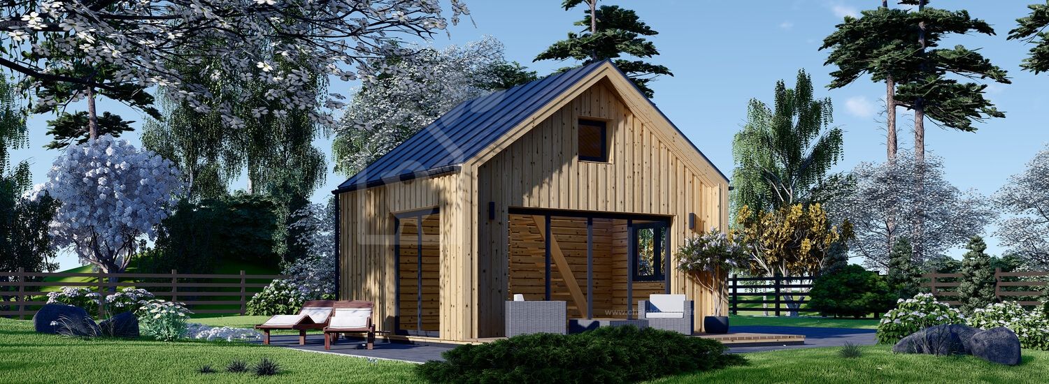Chalet en bois SARA (44 mm + bardage), 19.9 m² visualization 1