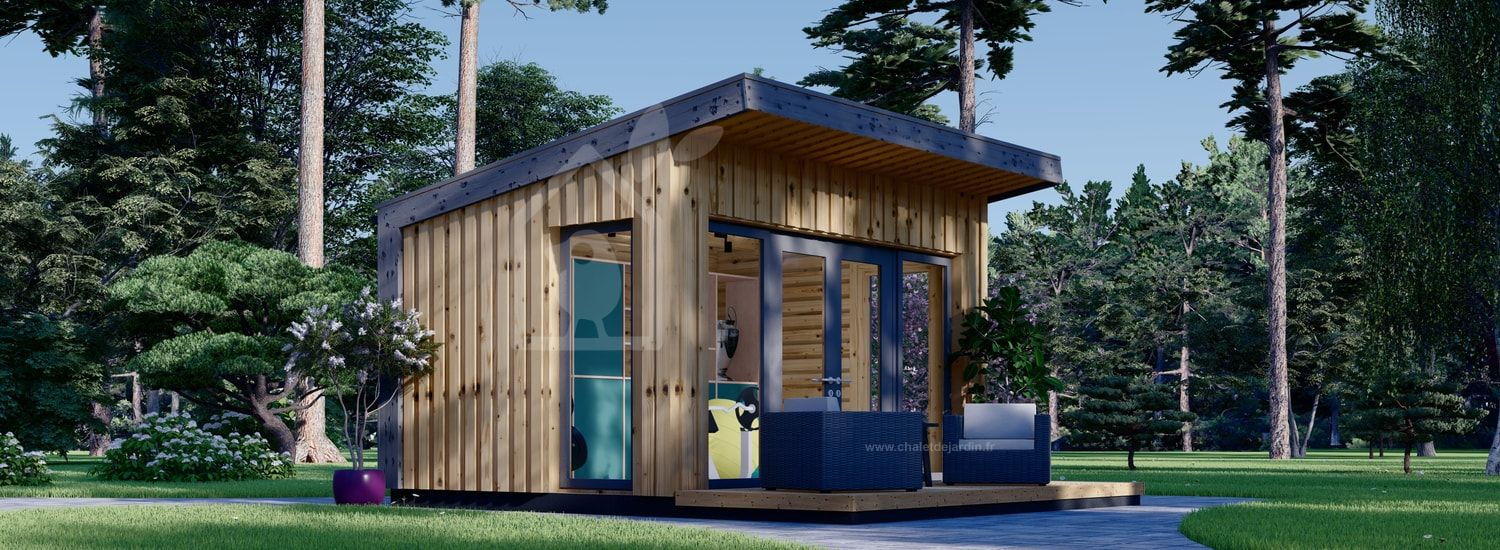 Abri de jardin en bois EVELIN (34 mm + bardage), 4x3 m, 12 m² visualization 1