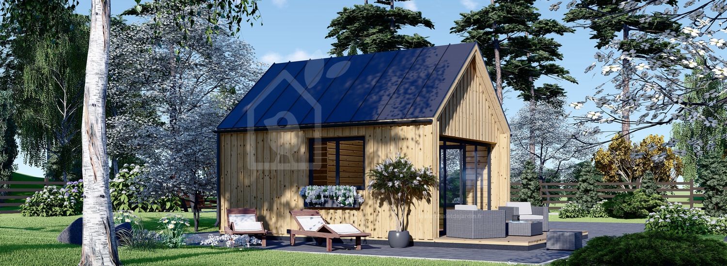 Chalet en bois habitable SALLY (44 mm + bardage, RT2012), 20 m² visualization 1