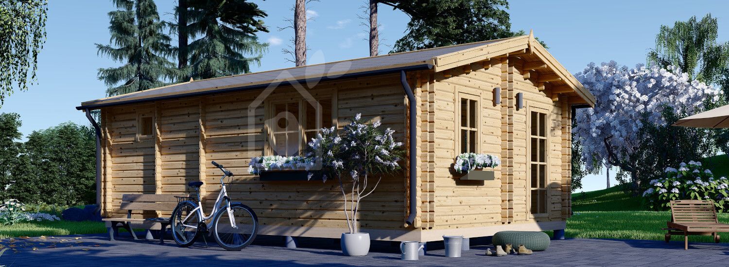Chalet en bois habitable ARGO M-N S (44+44 mm), 5x9 m, 35 m² visualization 1
