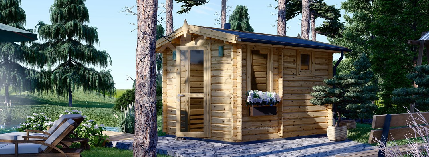 Sauna d'extérieur ELDA (44 mm), 2,5x3,2 m, 8 m² visualization 1