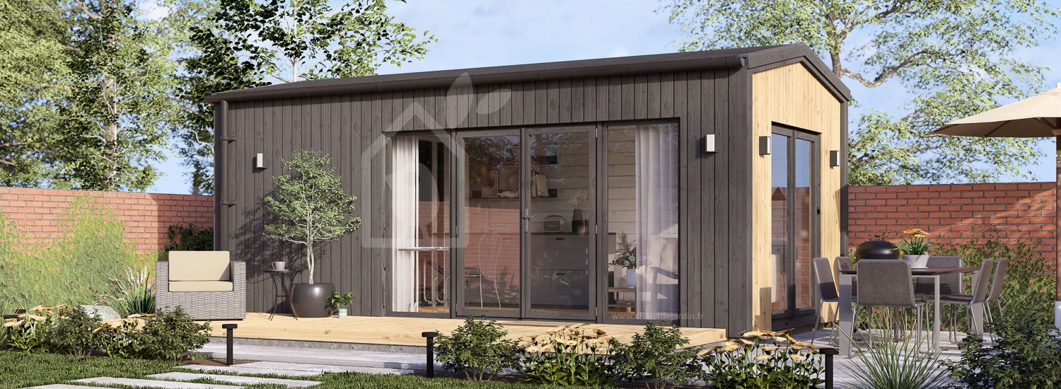 Abri de jardin en bois EMMY PLUS (Isolé RE2020, 34 mm + bardage), 6x3 m, 15 m² visualization 1