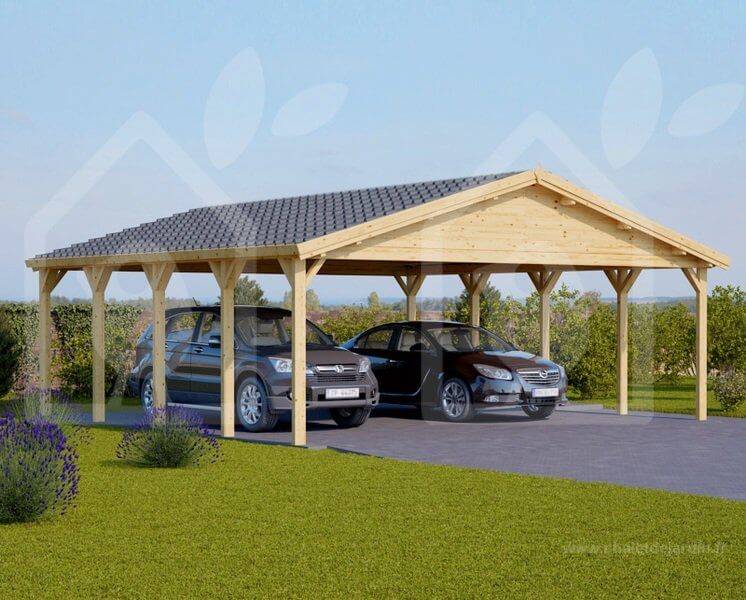 Carport avec abri bois adossé Arthur - Kit Premium Garanti 5 ans.