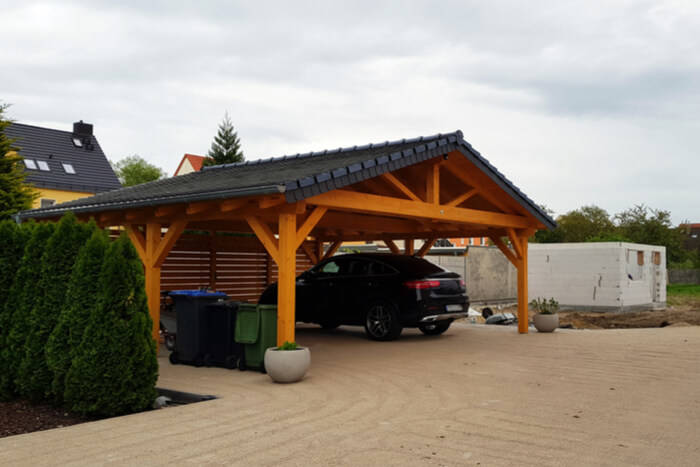 Carport Paretto  Carport adossé en bois pour 1 voiture