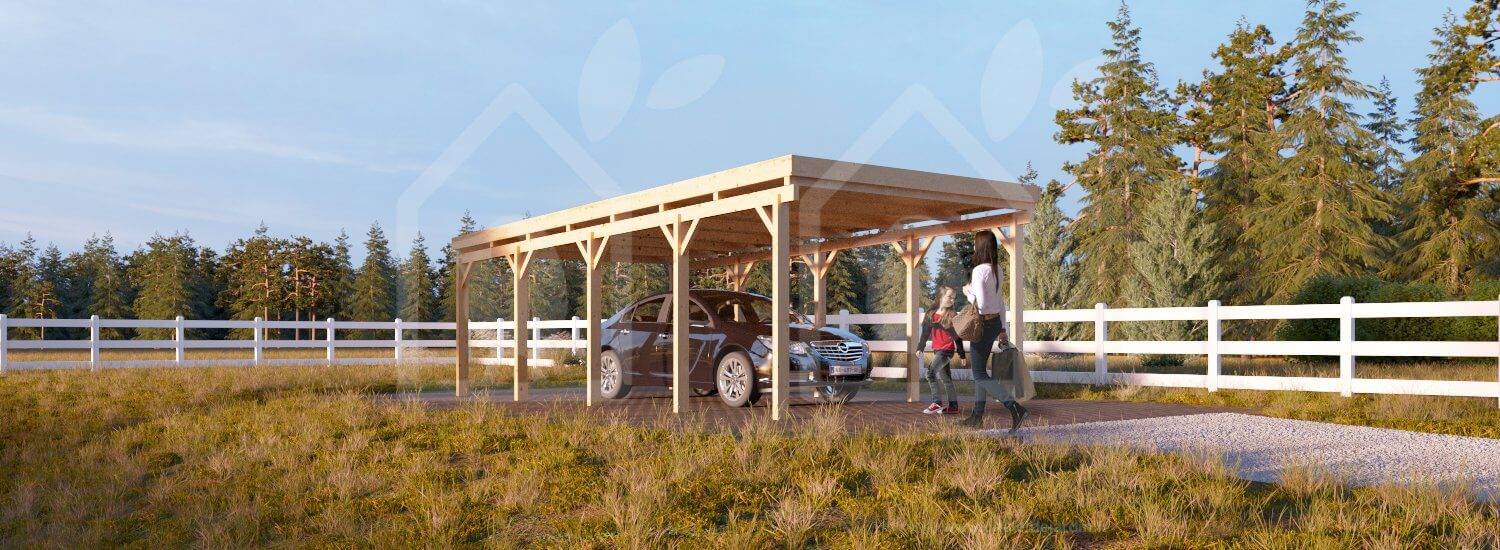 Carport bois double / REF: AM4563BM de 22.85 m² - Chalet Bois BHE